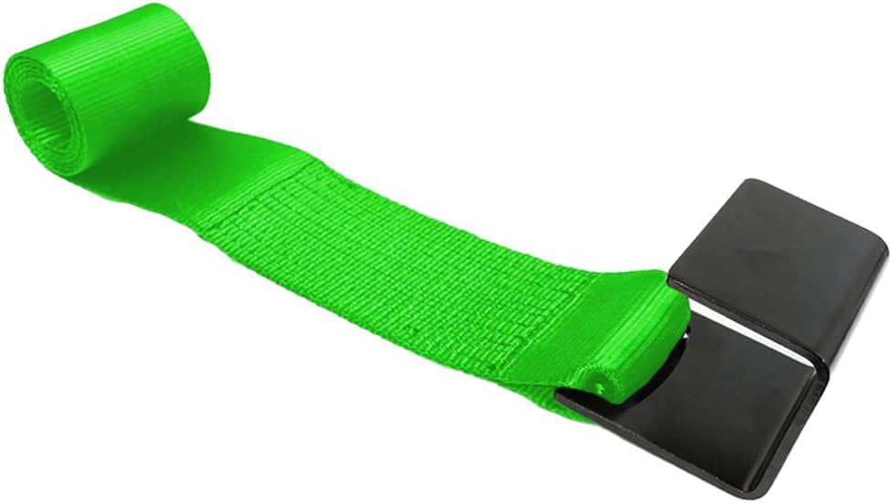 BoxerTool (2 Pack) Roll Off Winch Strap with Flat Hook 4-inch x 5 feet - Green - Heavy Duty Container Hook - Truck and Trailers