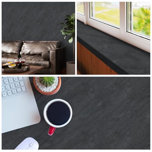 Hode Klebefolie Möbel Grau 90x500cm Möbelfolie Betonoptik Selbstklebende Folie für Möbel Küche Fensterbank Schrank Dunkelgrau Wasserdicht Vinyl Tapeten
