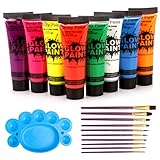 ❥Brillan en la oscuridad: La pintura facial de neón irradia un brillo infinito bajo la luz negra, y con la pintura corporal fluorescente en las fiestas, te convierte en el punto culminante de la fiesta.