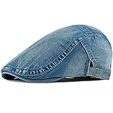 Qianuer Denim Newsboy Hats Adjustable Ivy Flat Cap Gatsby Cabbie Driving Hat for Men Women