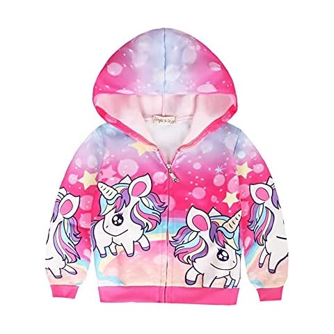Unicorn Jacket Hoodie Girls Sequin Detail Clothing Ages 3 to 8 Years (Color 2, 5-6 Years) Cover