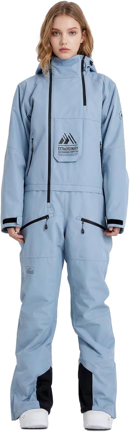 Snow Jumpsuit for Women Winter Snowboarding Outfit Windproof Waterproof Wear-Resistant One Piece Snowsuit Women