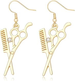 Fashion Scissors and Comb Dangle Earrings for Hairdresser