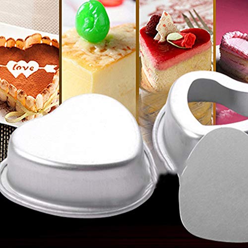 Beyonday 2Pcs Heart Shaped Cake Pan With Removable Bottom, 6+8 Inch Aluminum Cake Tray For Wedding Birthday Anniversary, Kitchen Baking Bread Cheesecake Non-Stick Cake Mold (Silver) #TOP4
