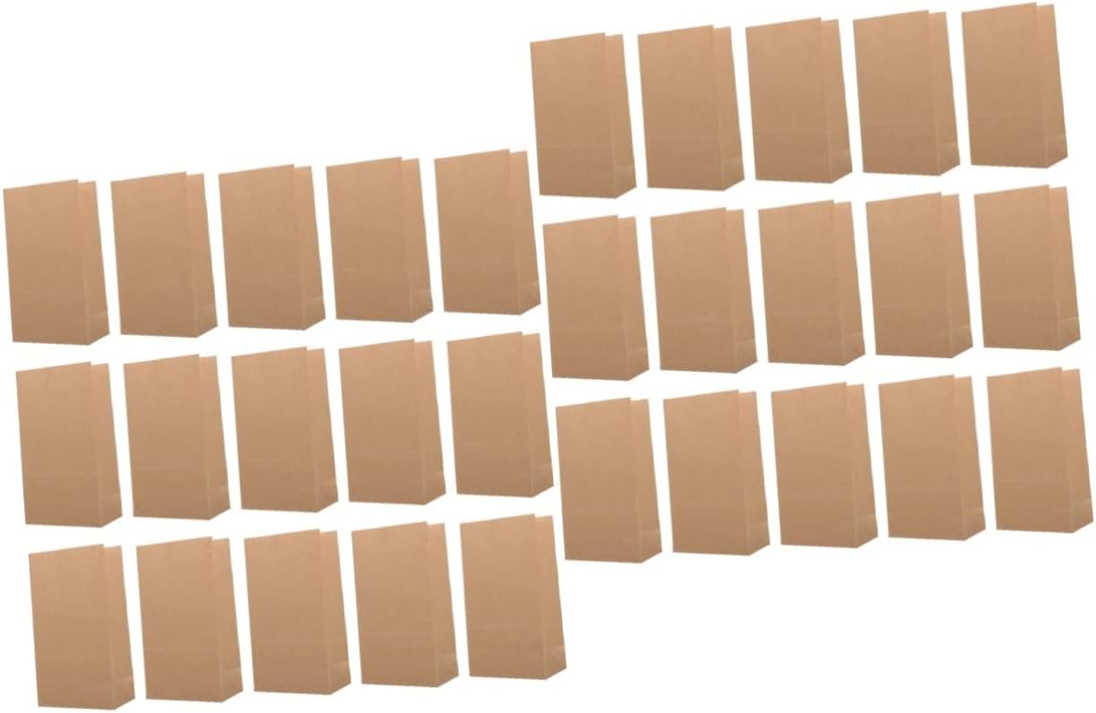 100pcs Kraft Paper Bag Gift Paper Bags Bread Gift Bags Brown Gift Bag Candy Treat Bags Biscuit Packaging Bags Bread Pouches Bread Bags Dessert Accessory Cookie Bags Kraft Paper/1353 (Color : Khaki,