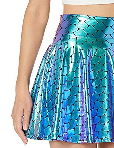 Holographic Mermaid Scales Skater Skirt - Made in USA3