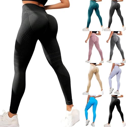 Jamicy Sport Leggings Damen High Waist Sportleggins Frauen Lang Gym Leggings Blickdicht Sporthose Elastische Bauchweg Yogahose Fitness Laufhose Grau Streetwear Wanderhose Outdoorhose Schwarz S