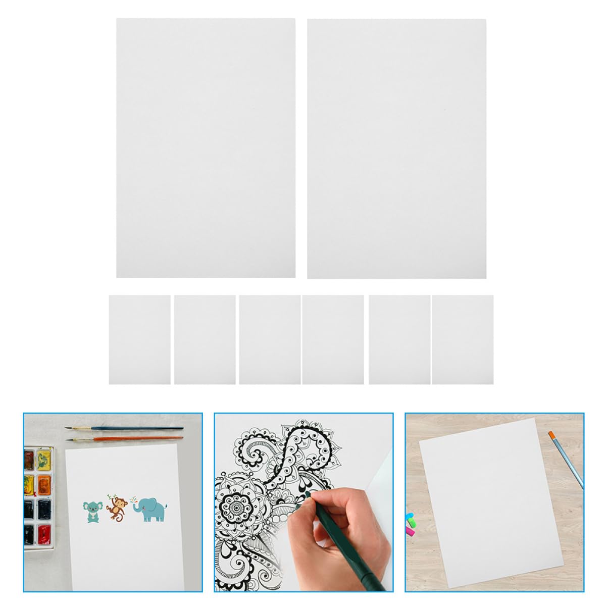 DOITOOL 100 Blatt Weißes Aquarellpapier 160g/m² Zeichenpapier für Kinder und Künstler Dickes Papier für Wasserfarben zum Malen und Basteln zu Hause