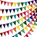 Produktbild 60 Stück Wimpelkette, Wimpel Banner, Wimpel Girlande, Filz Wimpelkette Regenbogen, Wimpeln Dreieckig, für Geburtstagsfeier Schlafzimmer Fenster Klassenzimmer Dekoration