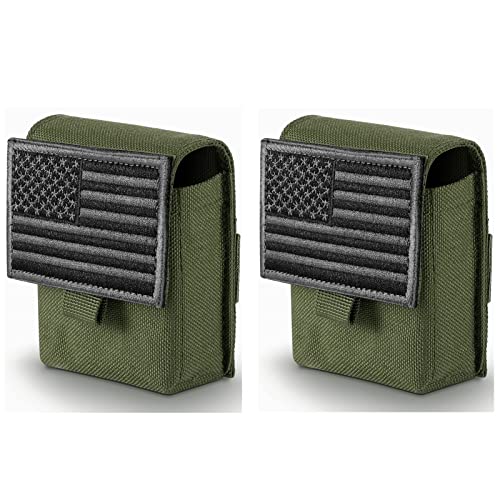 FRTKK 2 Pack Tactical Cigarette Pouches, Molle EDC Compact Pouch Small Utility Pouch Accessories Battery Cigarette Case Card Holder Lighter Slot Mini Cigar Belt Waist Pack (Army Green)