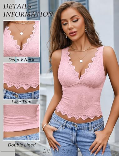 Image of Avidlove Lace Tank Tops for Women Summer Going Out Tops Y2k Sexy Lace Top