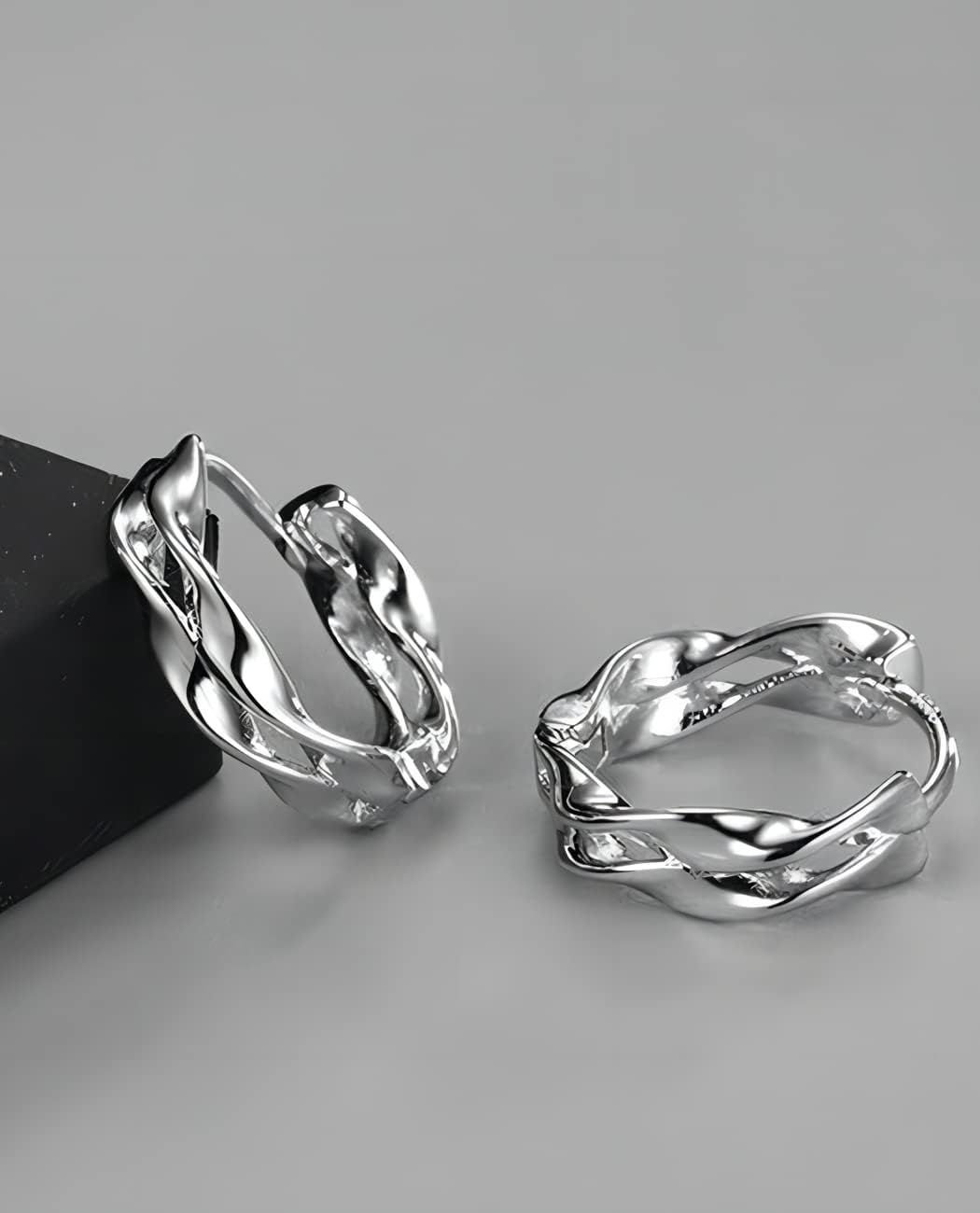 Men's Hoop Earrings, 925 Sterling Silver, Round Huggie Style, Ear Piercings