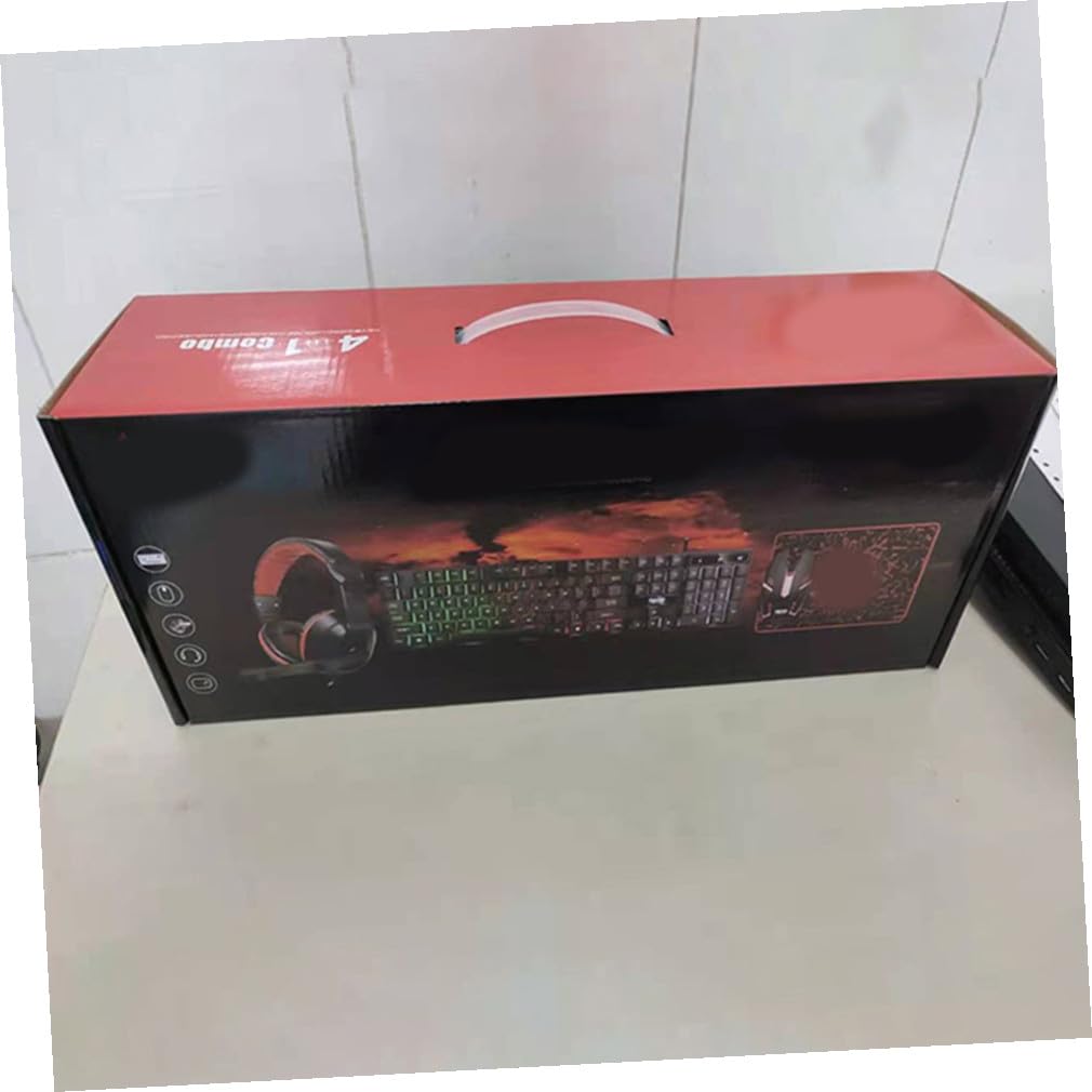 Lurrose 1 Set Tastiera Retroilluminata Mouse Cuffie e Tappetino Accessorio USB per Computer Design Ergonomico per Giocatori e per Appassionati Gaming