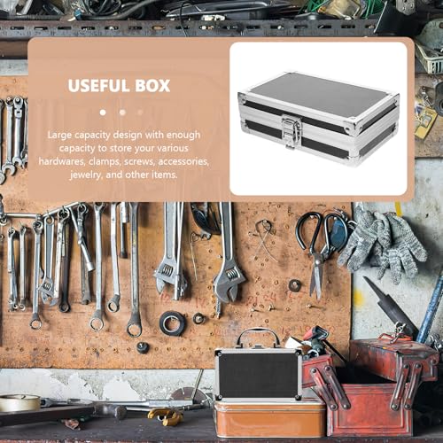 Image of ERINGOGO Aluminum Alloy Tool Box Portable Handheld Storage Case with Lock Small Metal Case for Tools Electronics Instruments Travel Home Office 7.08 X 4.33 X 2.28 in