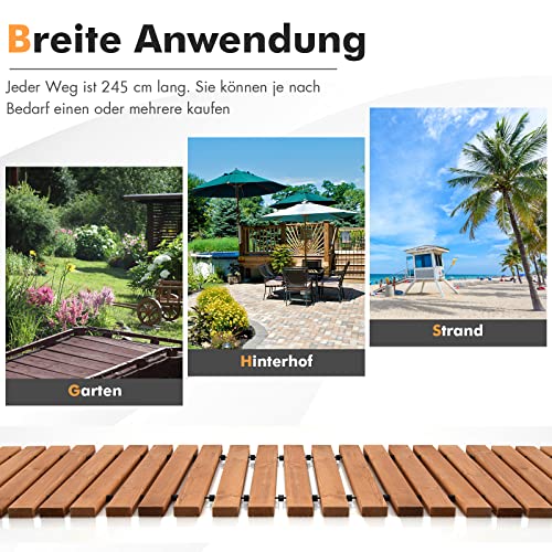 Bituxx Rollweg Aus Zedernholz - 250x75cm, Ausrollbar, Rutschfest, Gartenweg