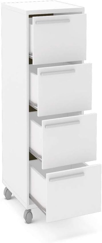 Gaveteiro Maia 4 Gavetas com rodízios Branco Politorno