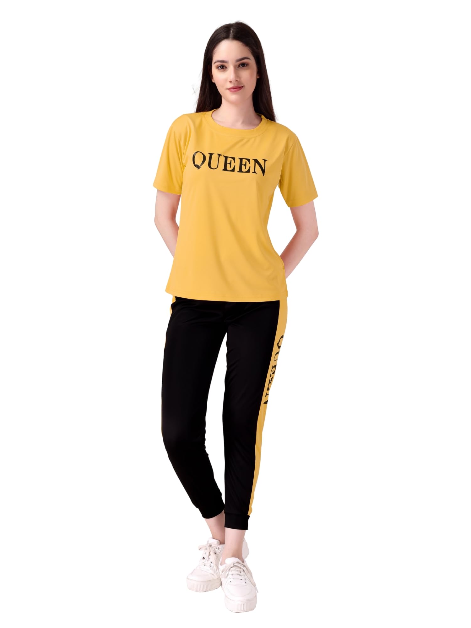 dtr fashion Lycra Blended QUEEN Letter Printed Tracksuit Co-ord Sets for Women_TS_QUEEN_NEW-picture-31