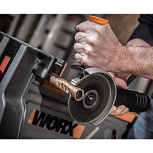 WORX WX800 Akku-Winkelschleifer 20V – einfach zum Schleifen & Schneiden – ergonomischer Komfort mit schmalem Körper & Zusatzhandgriff – schneller Scheibenwechsel – inkl. 2 Akkus (20V 2Ah) & Ladegerät – Bild 7