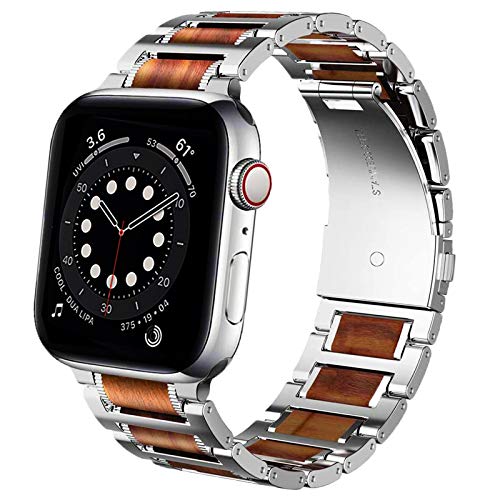 Bracelet Apple Watch en acier et bois anti-irritation pour remplacer le silicone