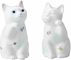 招き猫 花柄 置物 4号招き猫 花むらさき