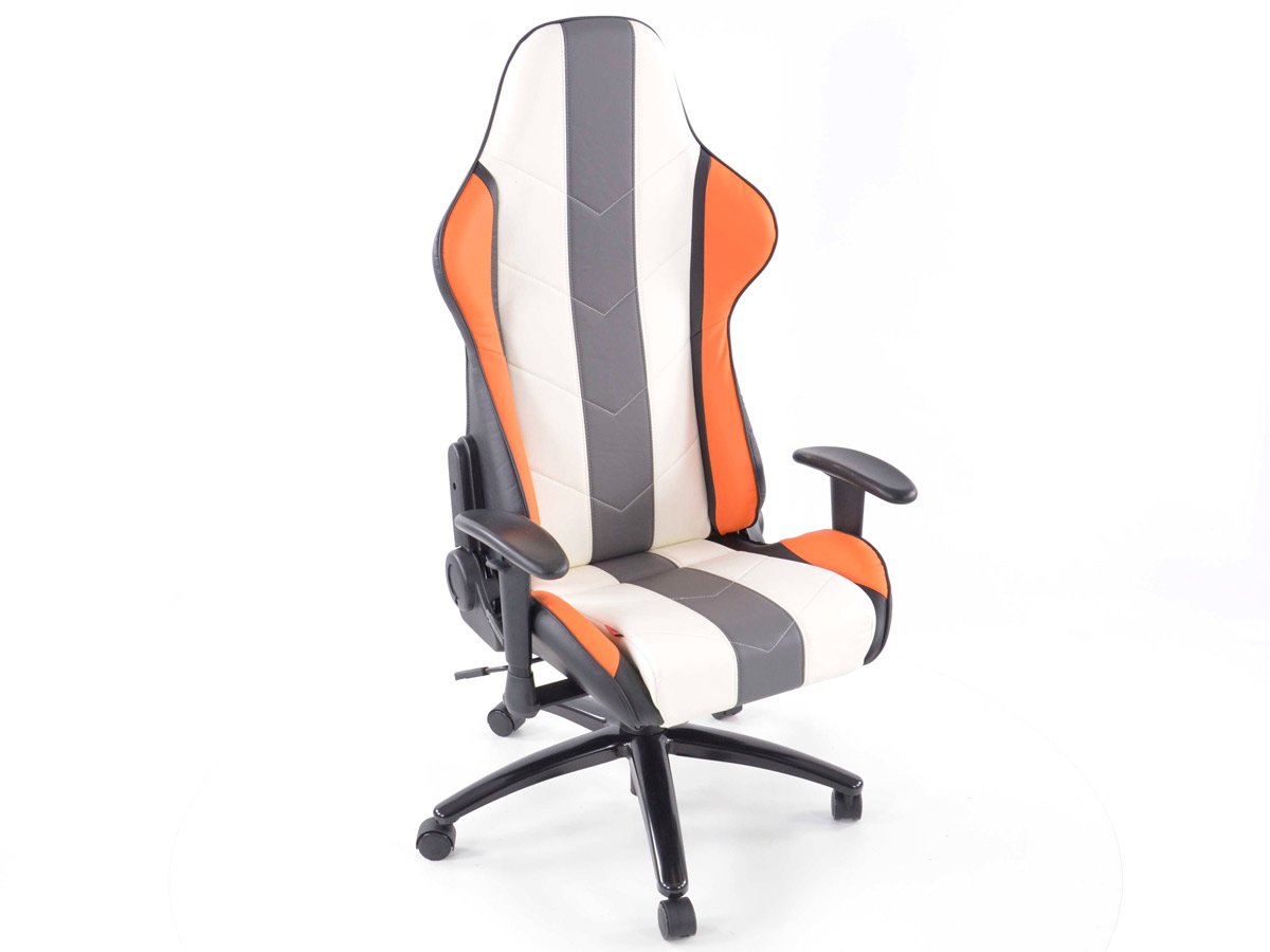 Bürostuhl Sportsitz mit Kunstleder Armlehne arancione/bianco/grigio
