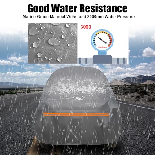 Vollgarage Autoabdeckung Ersatz für Citroen Ami/Opel Rocks-e/Electric/FIAT Topolino 2020-2024, Auto Abdeckplane Autogarage Autoplane, Atmungsaktive Wasserdicht Reflexionsstreifen, Grau