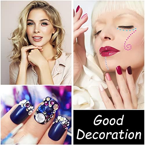 Gems for Crafts - Vaktop 1983PCS Gem Stickers with Tweezer, Self Adhesive Stick on Gems, Multicoloured Rhinestone Stickers - for Nails, Eyes, Makeup, DIY Phones, Cards, Crafts (3-6mm, 5 Sheets)