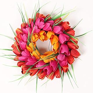 The Wreath Tulip Front Door Wreath 20 Inch, Stunning Spring Door Wreath, for Front Door, Wall, Wedding, Home Décor,50cm
