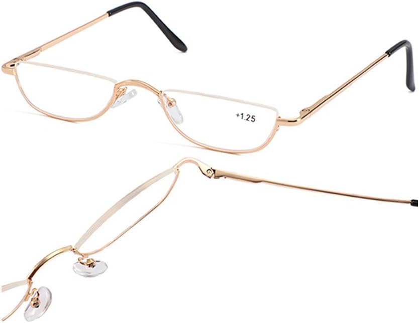Half Frame Reading Glasses - Half Moon Readers with Spring Hinge for Women Men