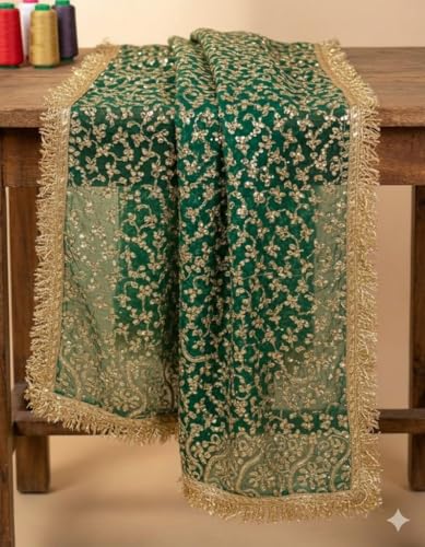 Image of Golden Kiran Fringe lace for Dupatta Wedding Bridal Dresses jhalar Trim, Fancy Kiran Lace for Fabric Dresses Decorating, khichdi jhalar Border Lace (Light Golden 2)