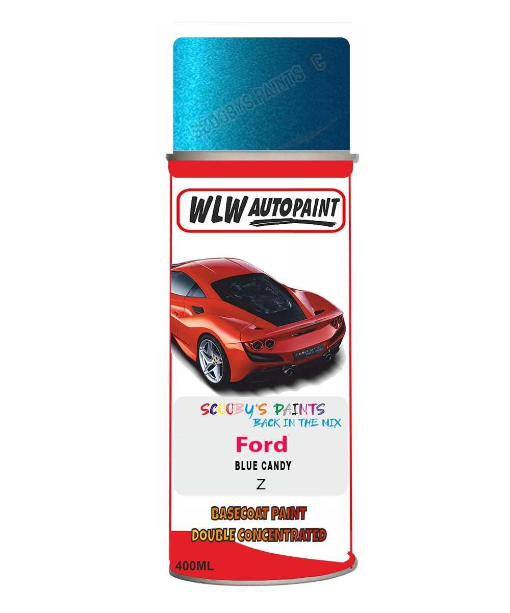 SCOOBYS PAINTS BACK IN THE MIX Basecoat Aerosol Spray Paint For Ford Fiesta Blue Candy 2013-2016 Code Z