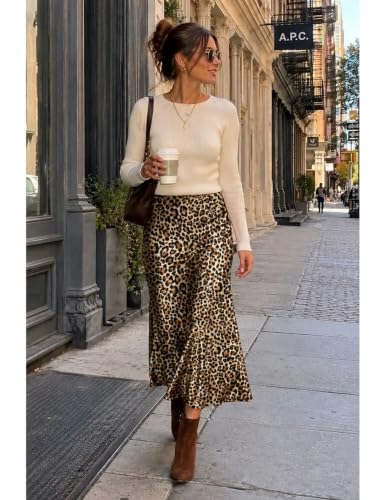 Image of Zeagoo Skirts for Women High Waist Skirt Elegant Midi Skirt Satin