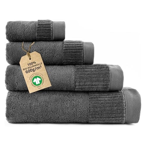Toalla de ducha ultra absorbente Zwoltex en algodón orgánico grafito