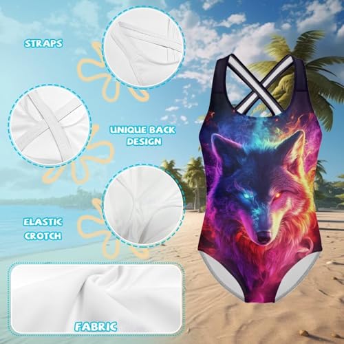Image of Yzaoxia Girls' Swimwear One Piece Swimsuit for Kids Scoop Neck Bathing Suit Round Neck Swim Wear 5-14Y