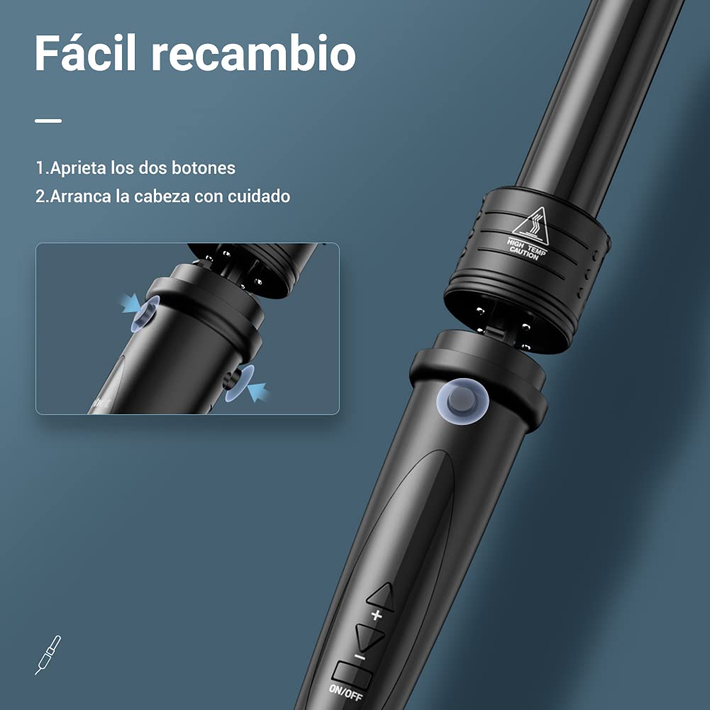 ELEHOT-Store Rizador de Pelo 5 en 1 con Boquillas Intercambiables y Pantalla LCD, Profesional de Cerámica Multifunción Incluye Guante Térmico, ET-W301