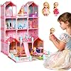 Huge Dollhouse for Girls, Large Pretend Play Pink Doll House or Kids
