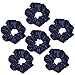 6 Pcs Satin Silk Scrunchies - Soft Hair Ties, Fashion Bands, Bows, Ropes, Elastic Bracelets, Ponytail Holders for Women and Girls (4.5 Inch, Navy Blue)