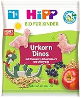 HiPP Bio Urkorn Dinos (9 x 30g), Kindersnack ab 1 Jahr, Süße nur aus Früchten, in bester Bio-Qualität