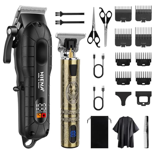 HIENA PRO Maquina De Cortar Pelo Cortapelos Hombre Profesional Recortadora De Barba Hombre, Kit Barbero Con Pantalla LED Inteligente