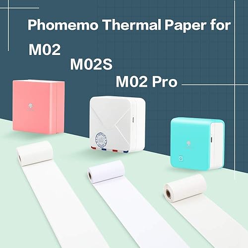 Miniatura 2 de Phomemo M02 Pro - Impresora térmica Bluetooth con 3 rollos de papel adhesivo blanco, compatible con iOS + Android para asistencia de aprendizaje,