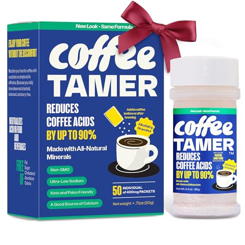 Coffee Tamer Coffee Acid Reducing Granules 50 Pack Box and 2.4oz Shaker Bottle image 2