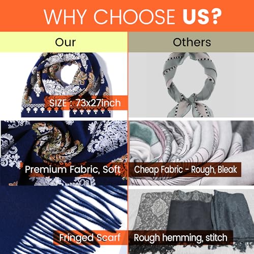 Letusto LUU MANLIC Women's Shawl Wrap Embroidered Tassel Scarf, Premium Quality, Oversize(73x27), Soft, Durability, Warm4