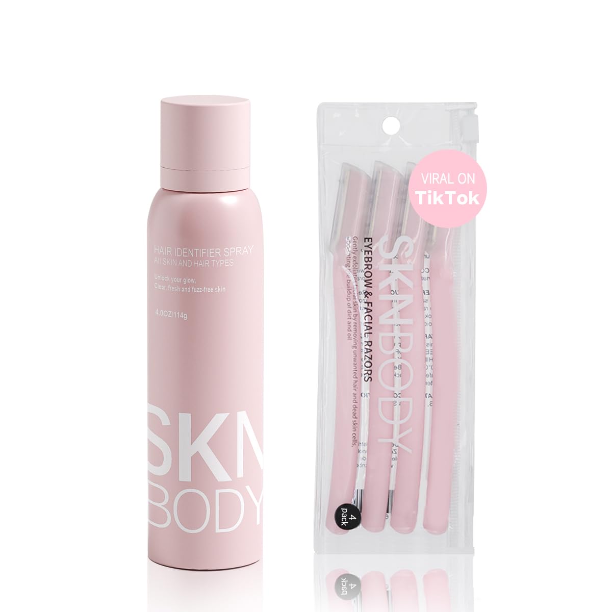 Original Viral Hair Identifier Spray with Dermaplaner Set, The First Spray for Facial Hair Removal, Includes 4 Razors for Dermaplaning and Face Shaving