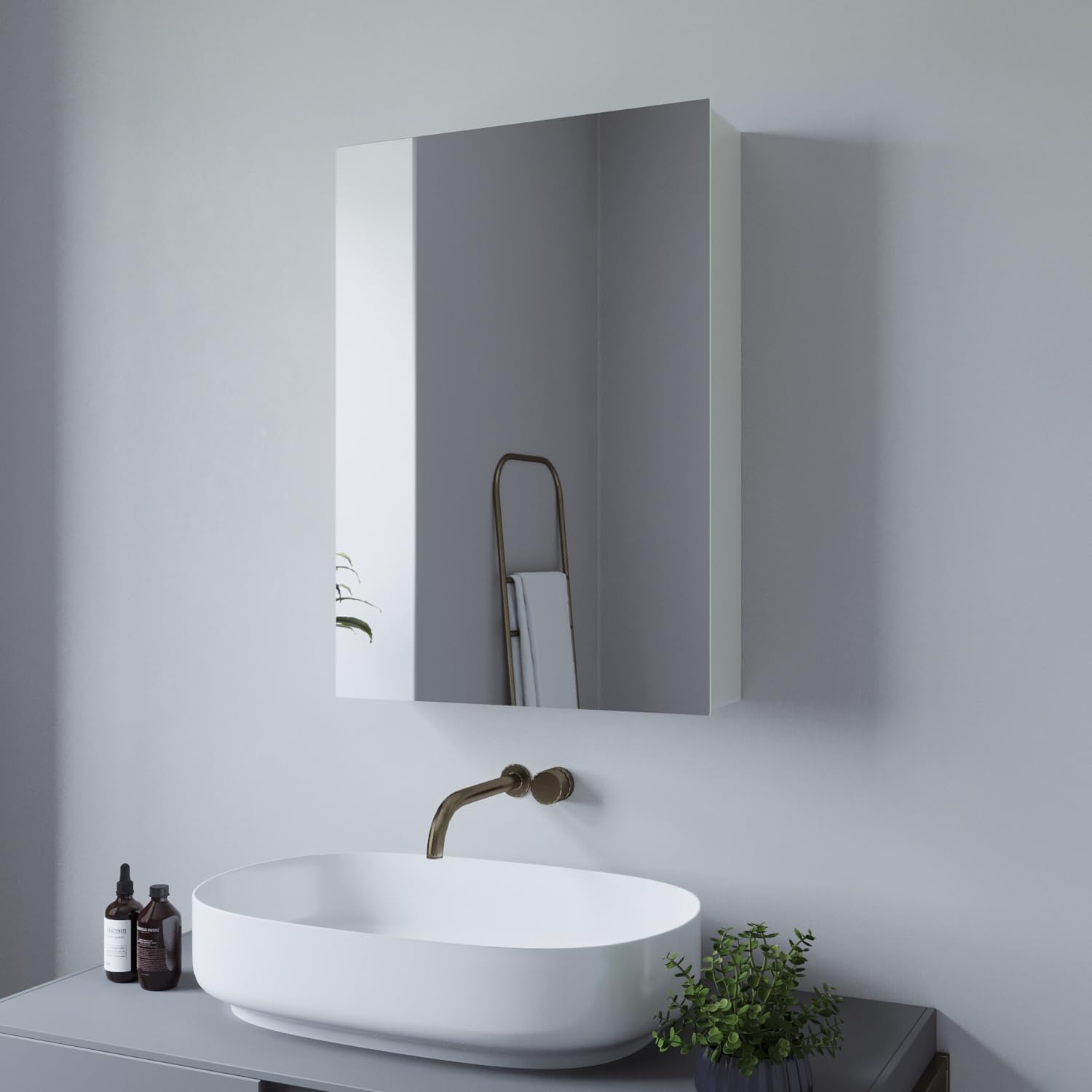 Espejo de baño con iluminación, 100 x 70 cm, interruptor de pared, interruptor de luz, espejo de pared, ahorro de energía, interruptor táctil, regulable, blanco frío, blanco neutro, blanco cálido,