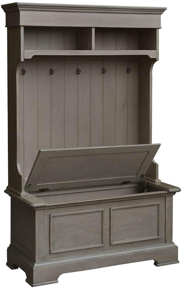 Pulaski DS-D153-805-K1 Weathered Grey, 39" L x 18" D x 64" H Storage Bench Hall Tree