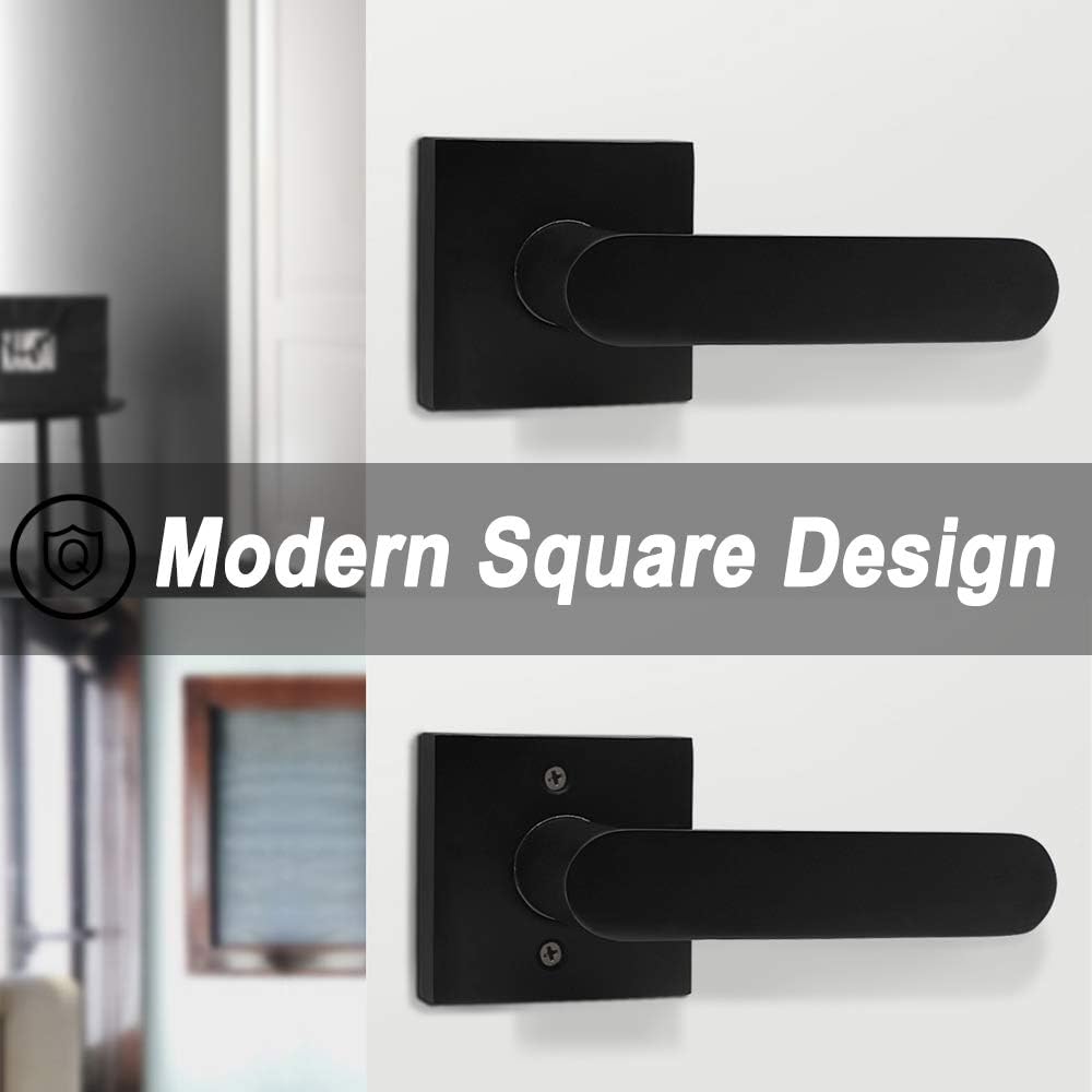 🔥 Cashback up to 70% 2 Pack Probrico Square Passage Lever Door Lever Door Lock Handle Lockset Keyless Doorknobs Lockset Interior for Hallway Passage Closet DL03SPS in Black