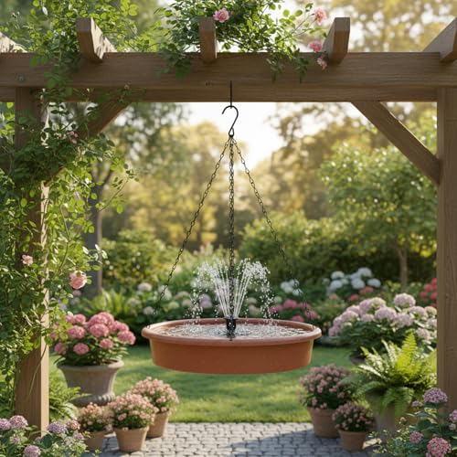 Bain d'oiseaux de 12 pouces suspendu pour alimenter une fontaine solaire de jardin