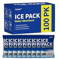 TCANG Disposable Ice Packs for Coolers & Lunch Boxes (100 Pack) - Pre-Frozen Leak-Proof Cold Packs,Soft Gel Ice Packs for Camping, Beach Bags, Picnics,Outdoor Events, Takeout Delivery