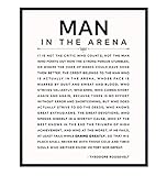 Man in the Arena Quote Poster - 8x10 Motivational Inspirational Teddy Roosevelt Daring Greatly Wall...