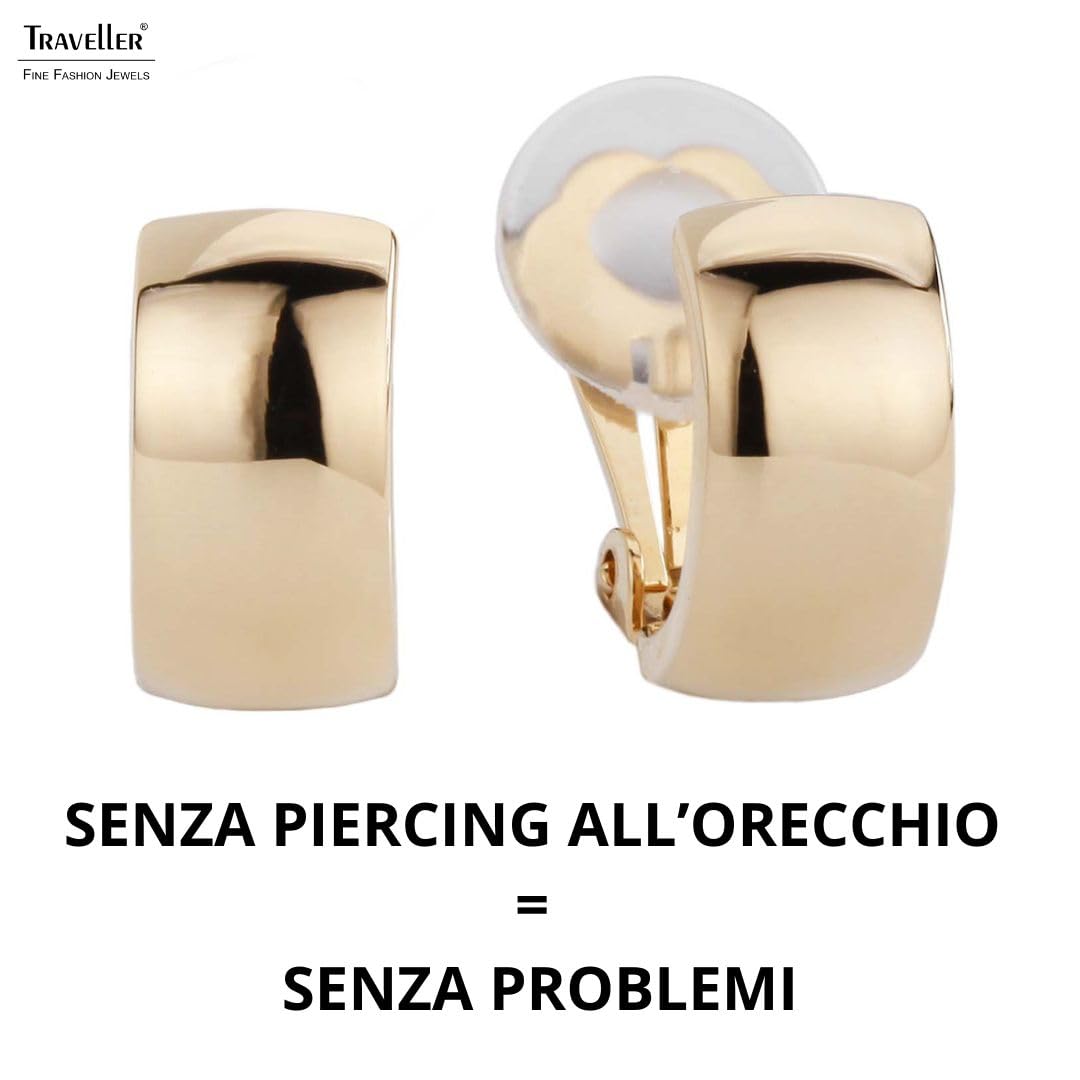 Traveller® Gioielli Orecchini A Clip – placcato oro 22 KT o rodiato – Piccolo halbcreolen